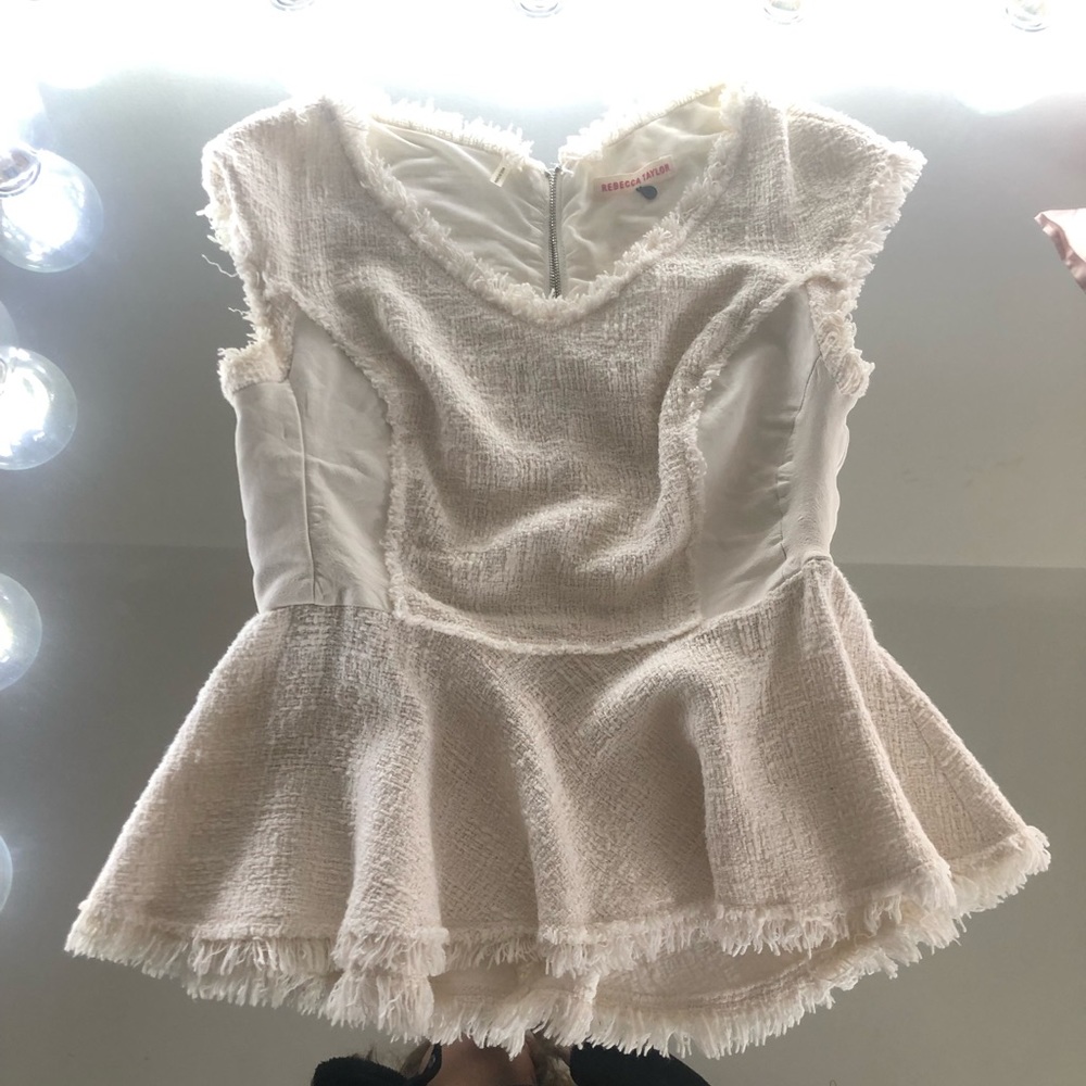 Rebecca Taylor Elegant Top With Real Lamb Leather - Picture 1 of 8